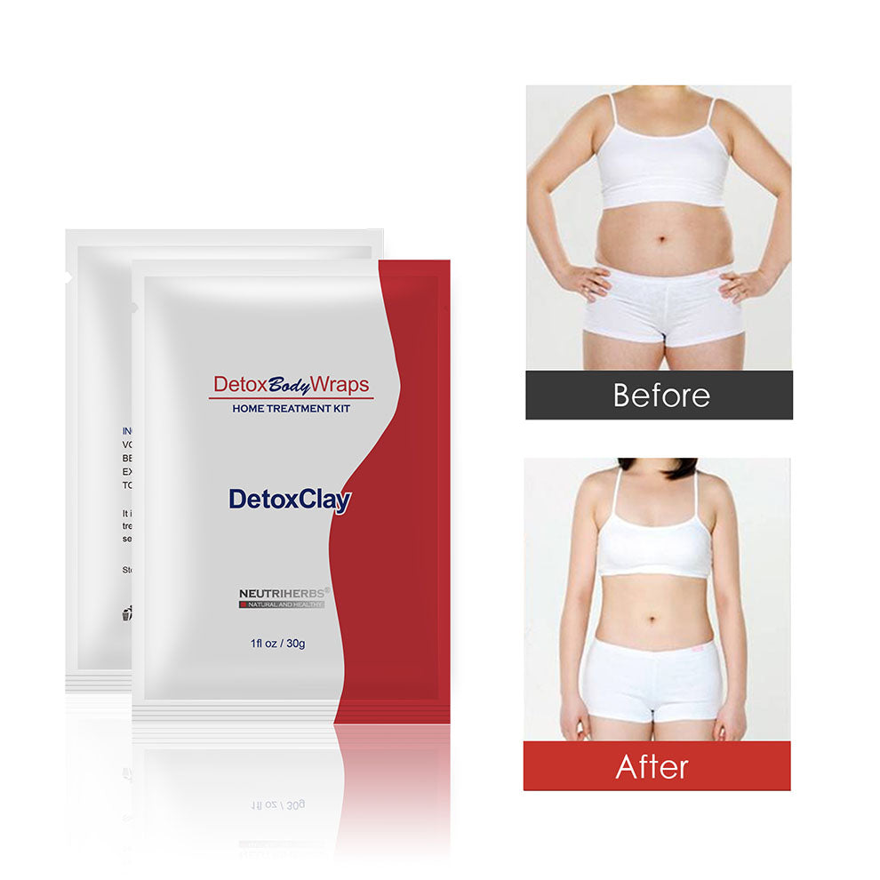 Before and after use of detox body wraps