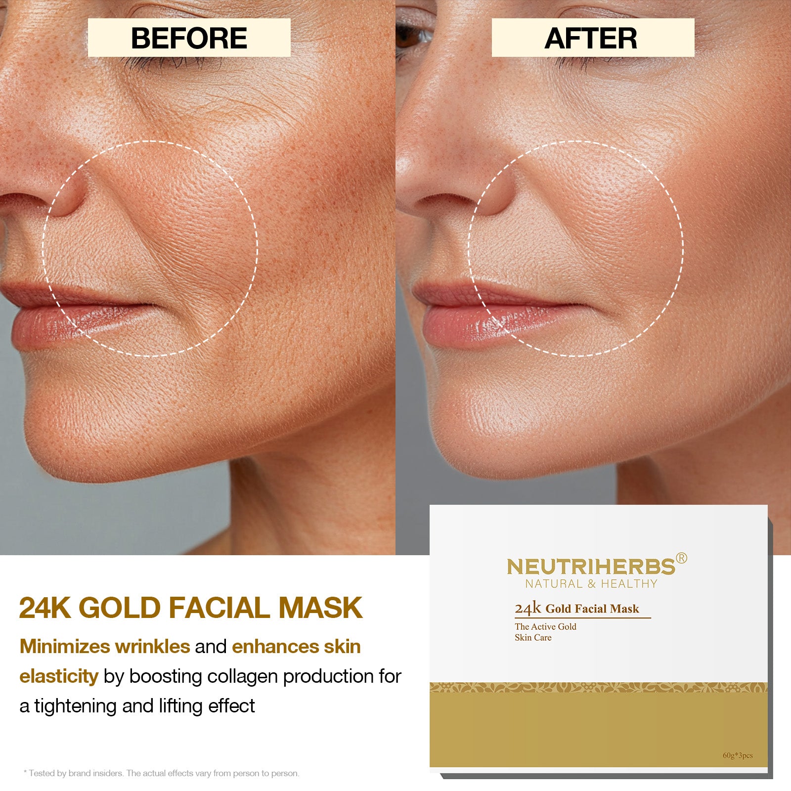 Masque facial Neutriherbs® au collagène doré 24 carats