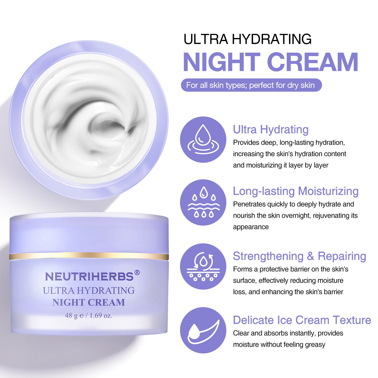 ULTRA HYDRATING
NIGHT CREAM
For all skin types; perfect for dry skin