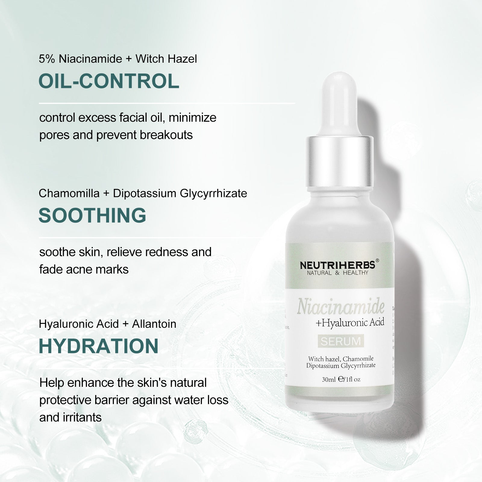 Sérum éclaircissant et contrôle du sébum à la niacinamide