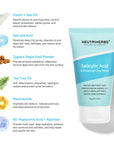 The Salicylic Acid Clay Mask features key ingredients such as Kaolin, Sea Silt, Salicylic Acid, Juglans Regia Shell Powder, Tea Tree Oil, Niacinamide, and 4D-Hyaluronic Acid with Allantoin to cleanse, exfoliate, hydrate, and improve skin texture.