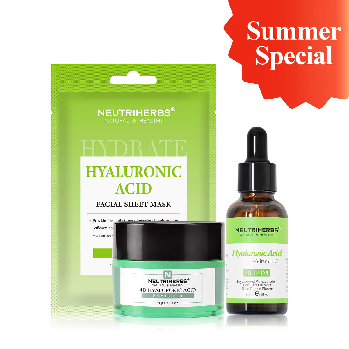 Sun-Exposed Skin Hydration Set with Hyaluronic Acid Serum, Face