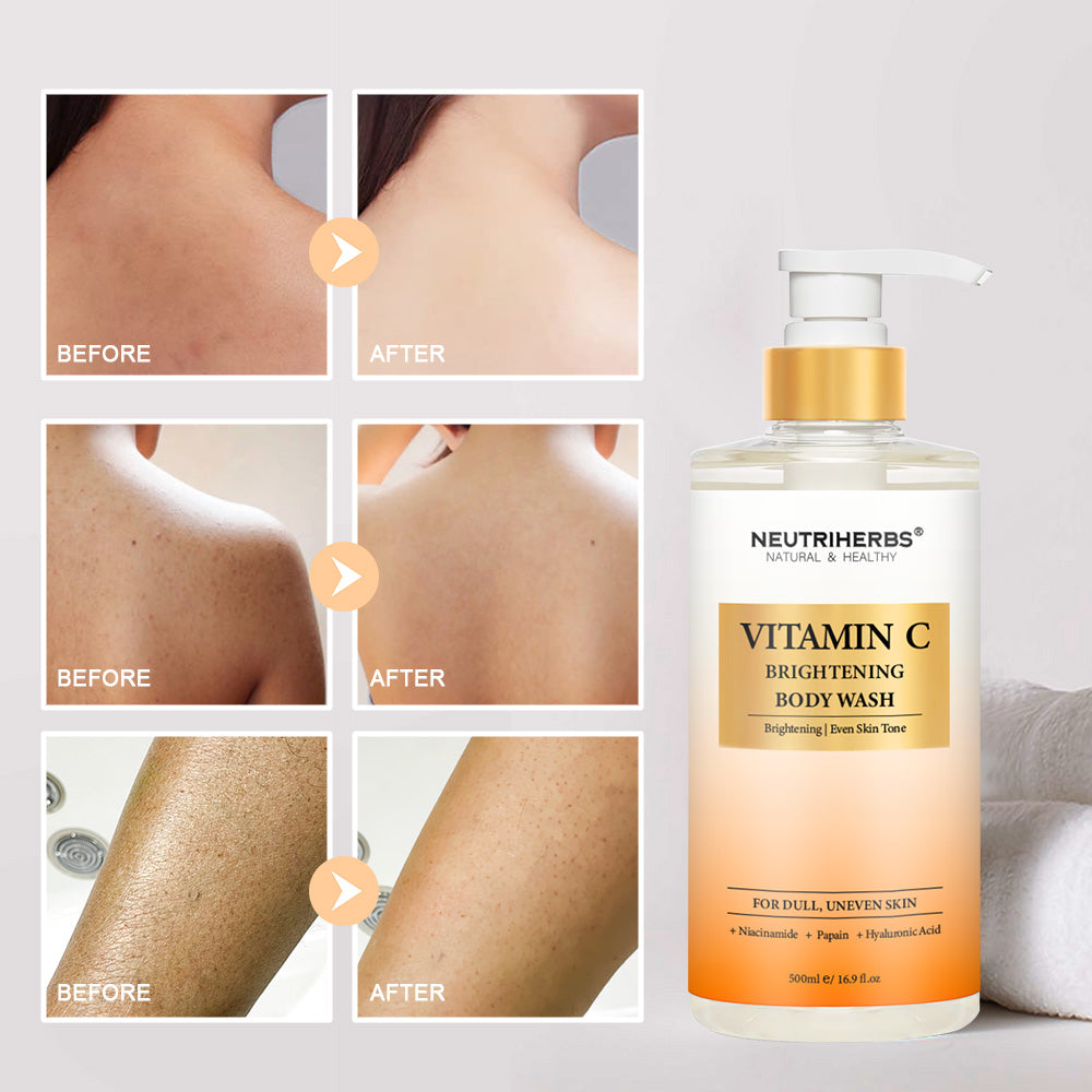 before and after use of vitamin c body wash
