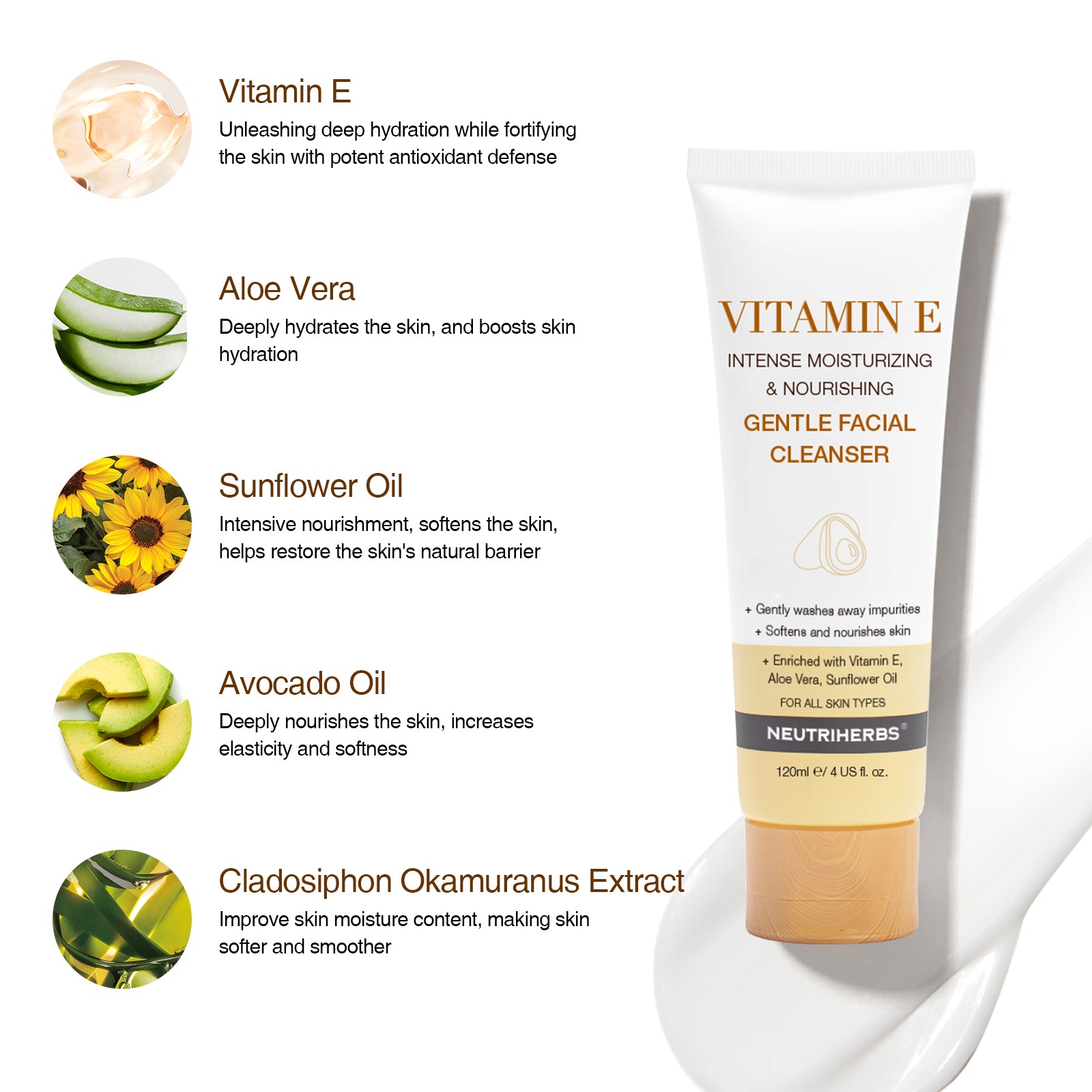 Vitamin E Gentle Facial Cleanser For Intense Nourishing