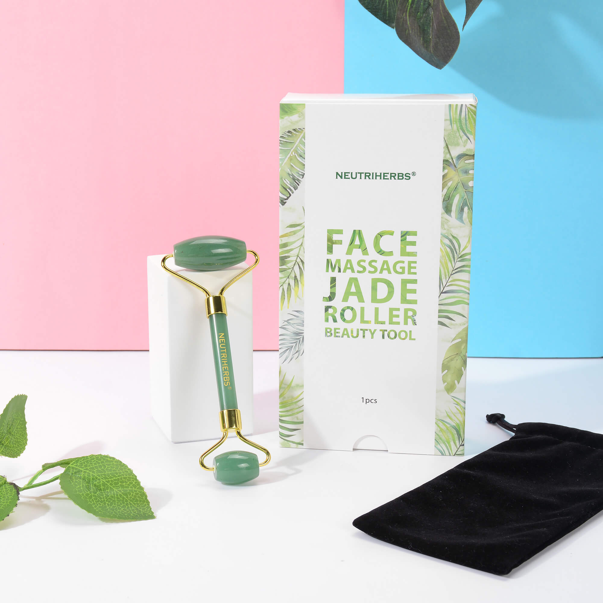 Neutriherbs 100% Natural Jade Face Roller/Anti Aging Jade Stone Massager for Face &amp; Eye Massage