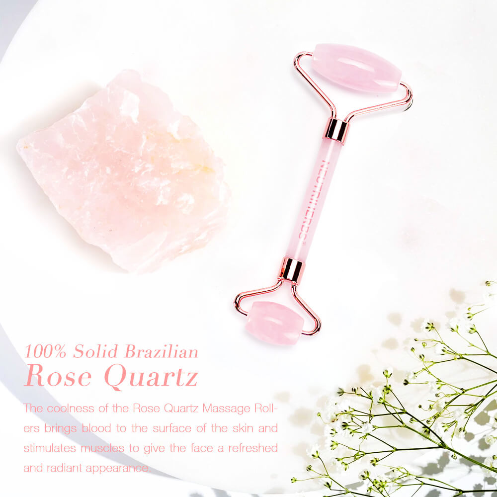 Neutriherbs Rose Quartz Facial Roller - Best Face Roller and Skincare Tool for Facial Massage, Quality Pink Stone Face Roller Great for Skin on Face and body