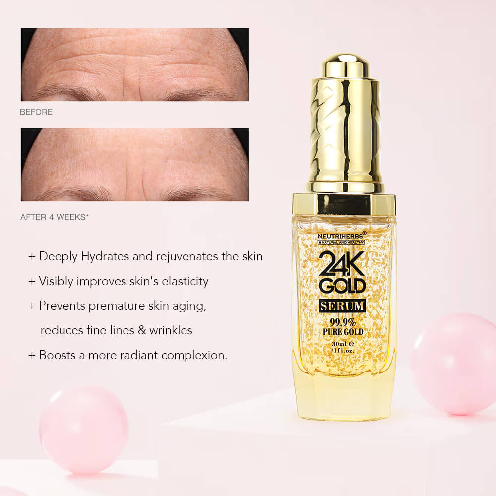 after using 24K Gold Serum, it visibly improves skin's elasticity