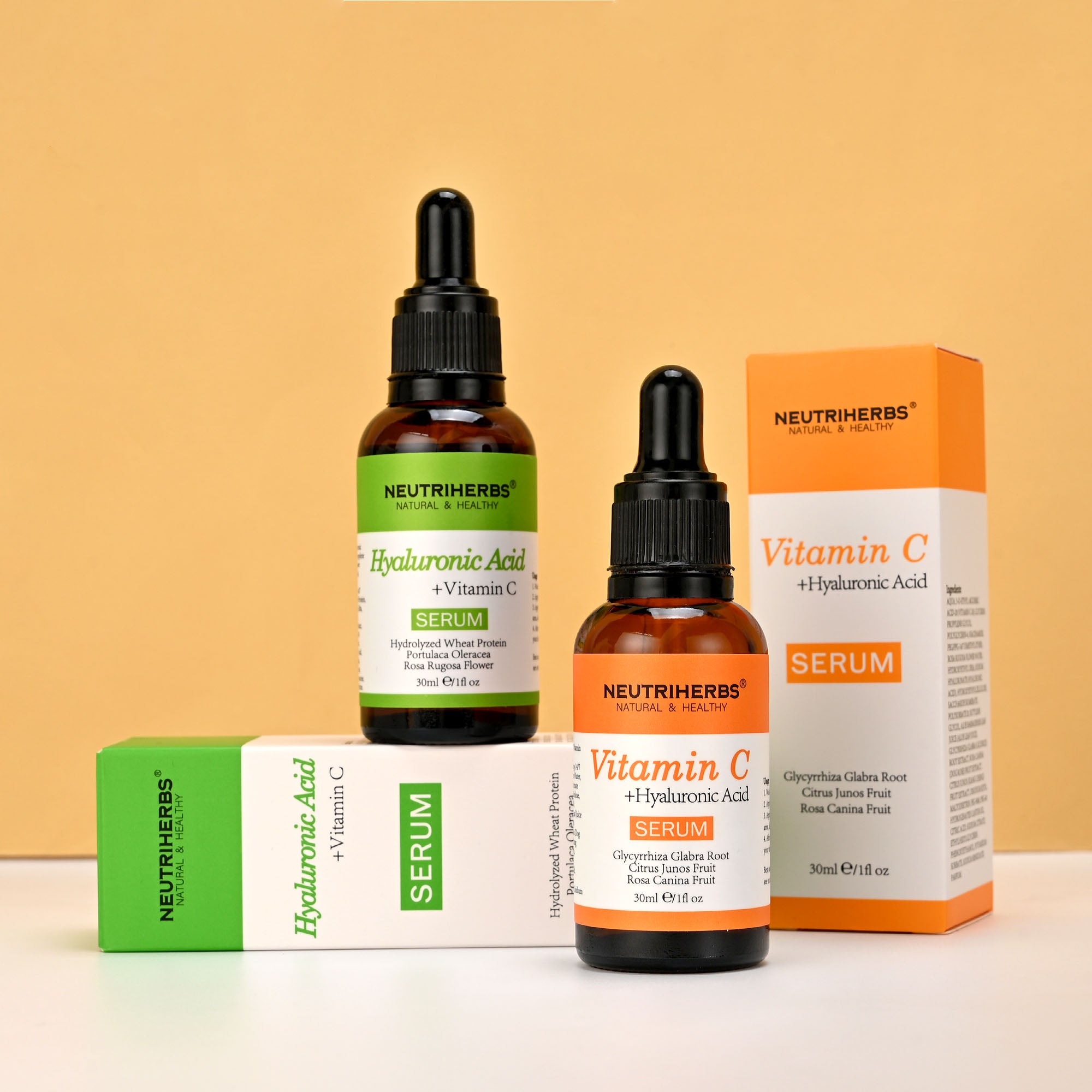 Hyaluronic Acid &amp; Vitamin C Serum Combo For Dull and Dehydrated Skin