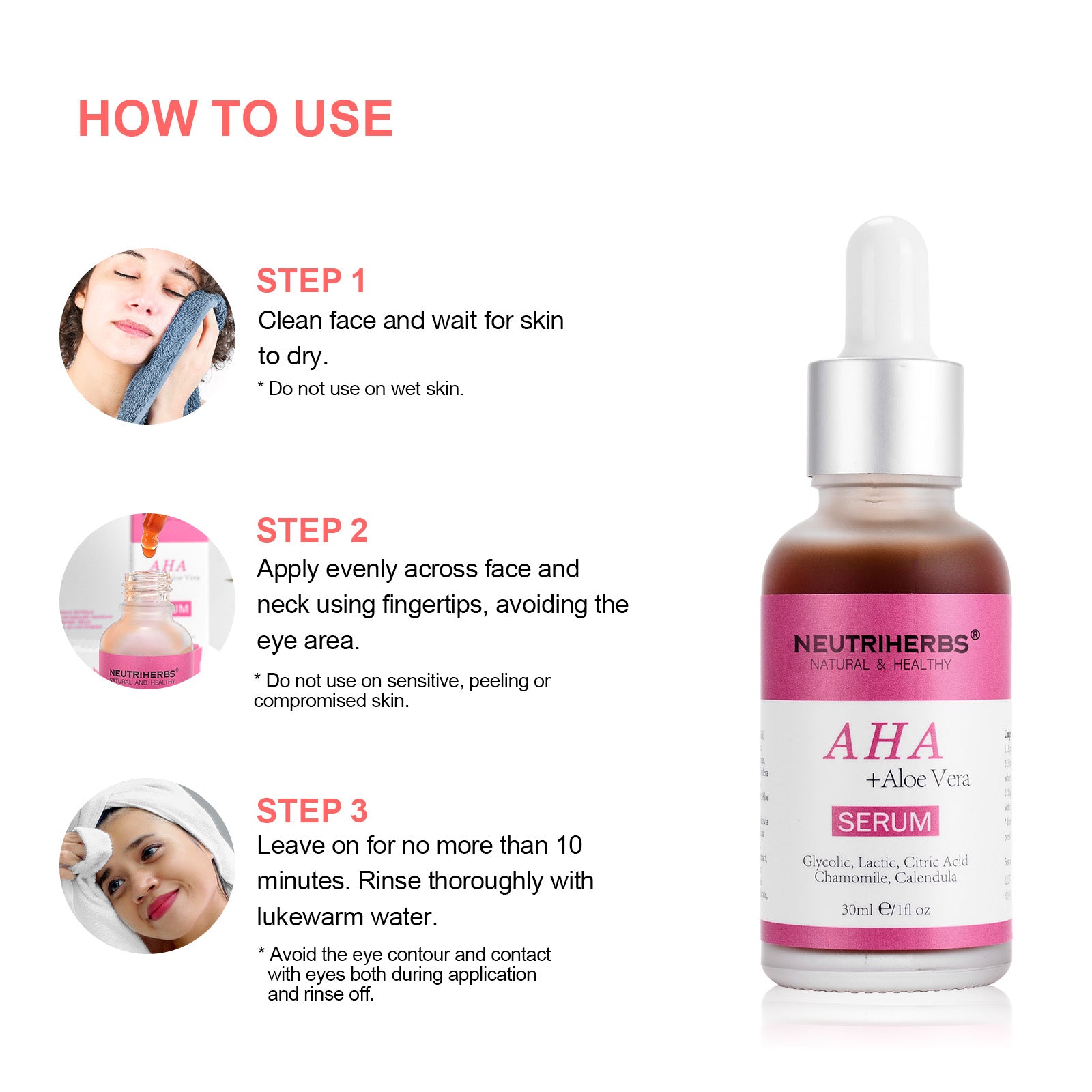 AHA Serum For Exfoliating Smoothing Skin Neutriherbs