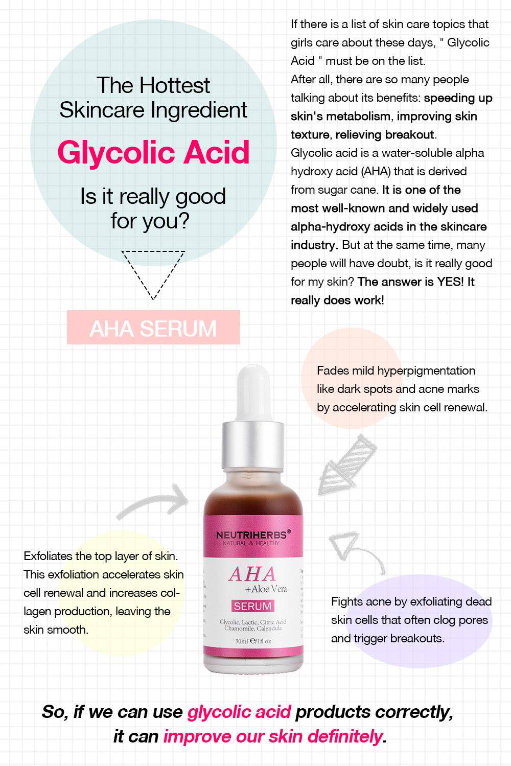 AHA Serum For Exfoliating &amp; Smoothing Skin