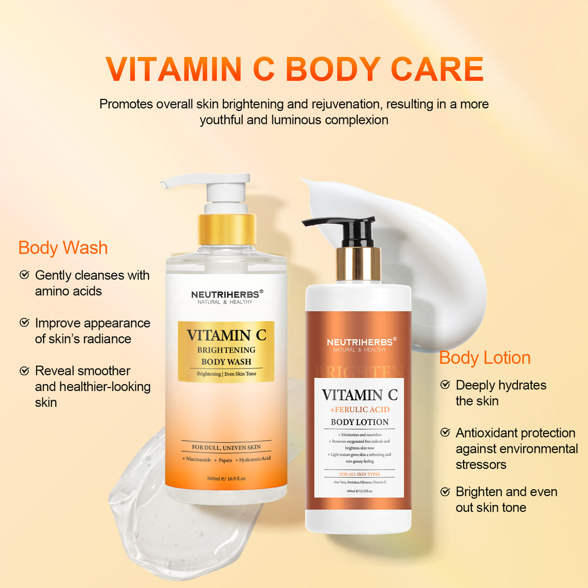 Neutriherbs VC Body Wash & VC Body lotion set