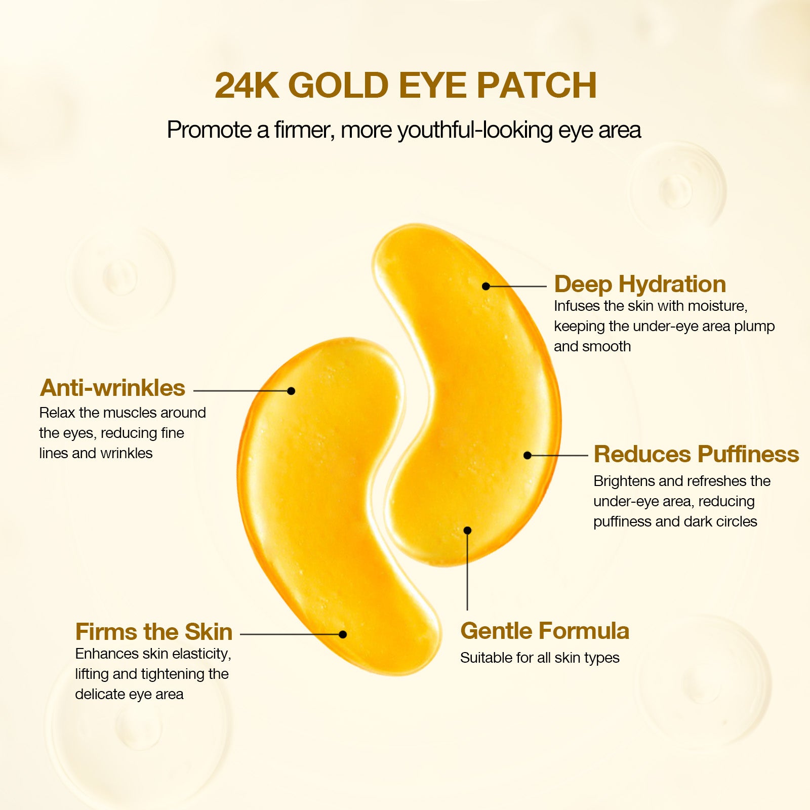 24 Karat Gold Collagen Eye Patch For Anti-Wrinkles | 5 Pairs