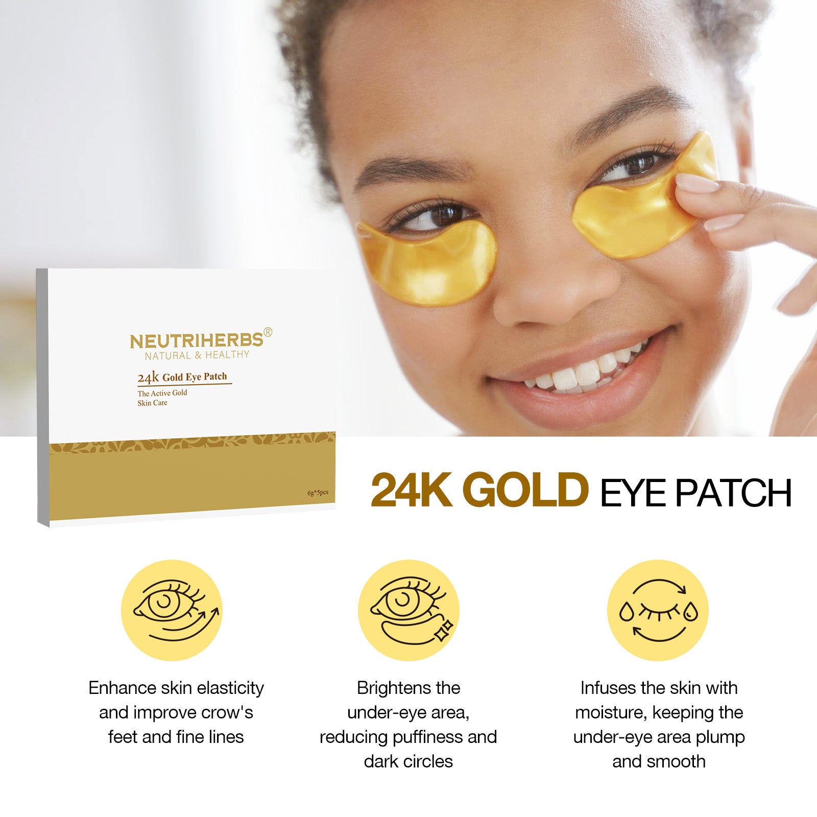 24 Karat Gold Collagen Eye Patch For Anti-Wrinkles | 5 Pairs