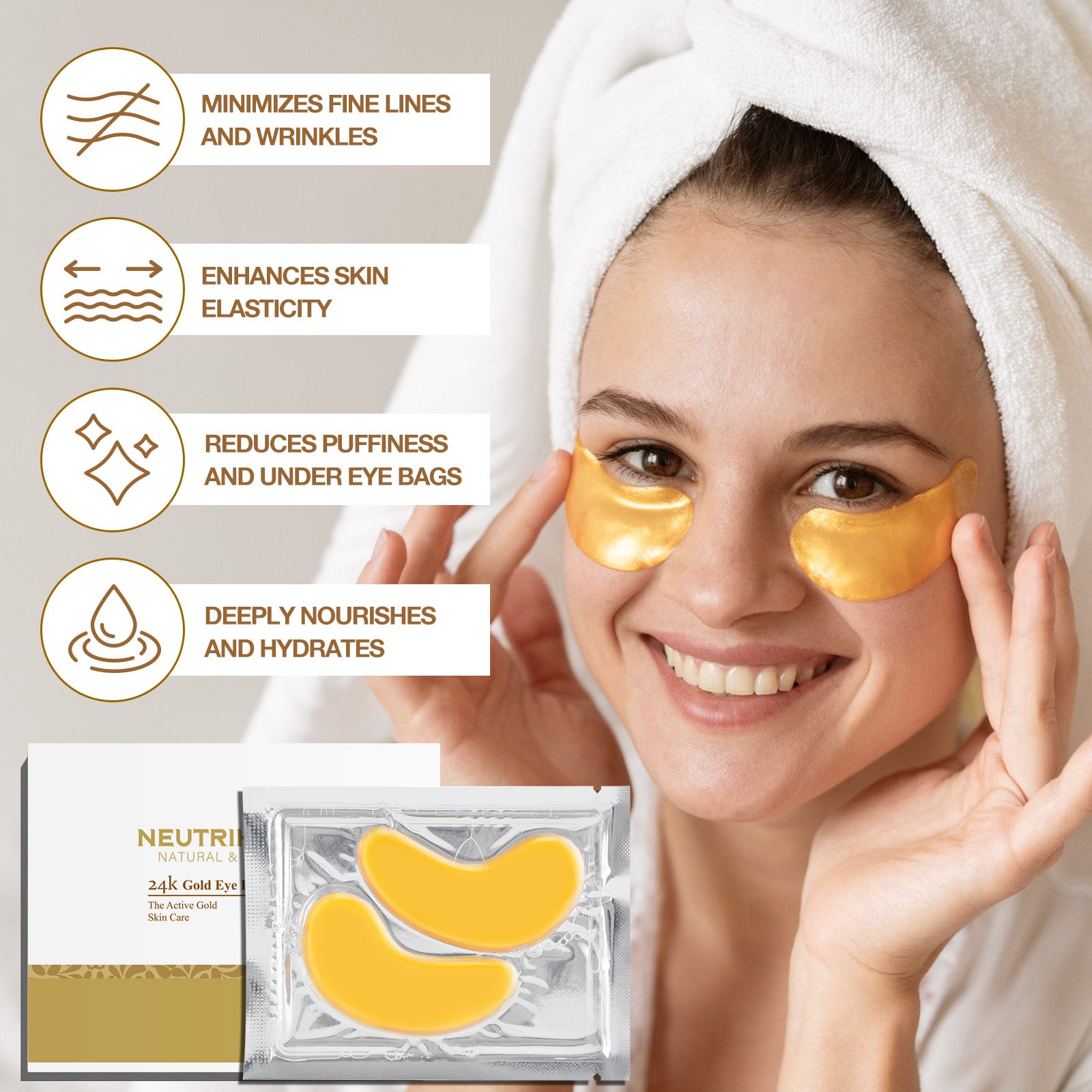 24 Karat Gold Collagen Eye Patch For Anti-Wrinkles | 5 Pairs