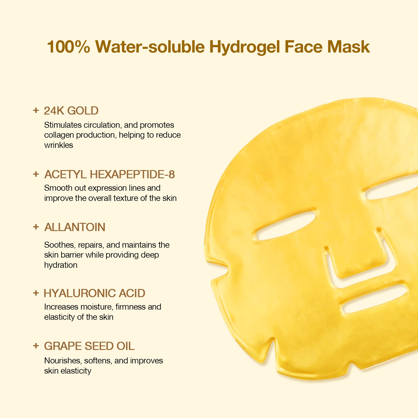 24K Gold Collagen Facial Mask For Anti-Aging And Lifting | 3 Pcs