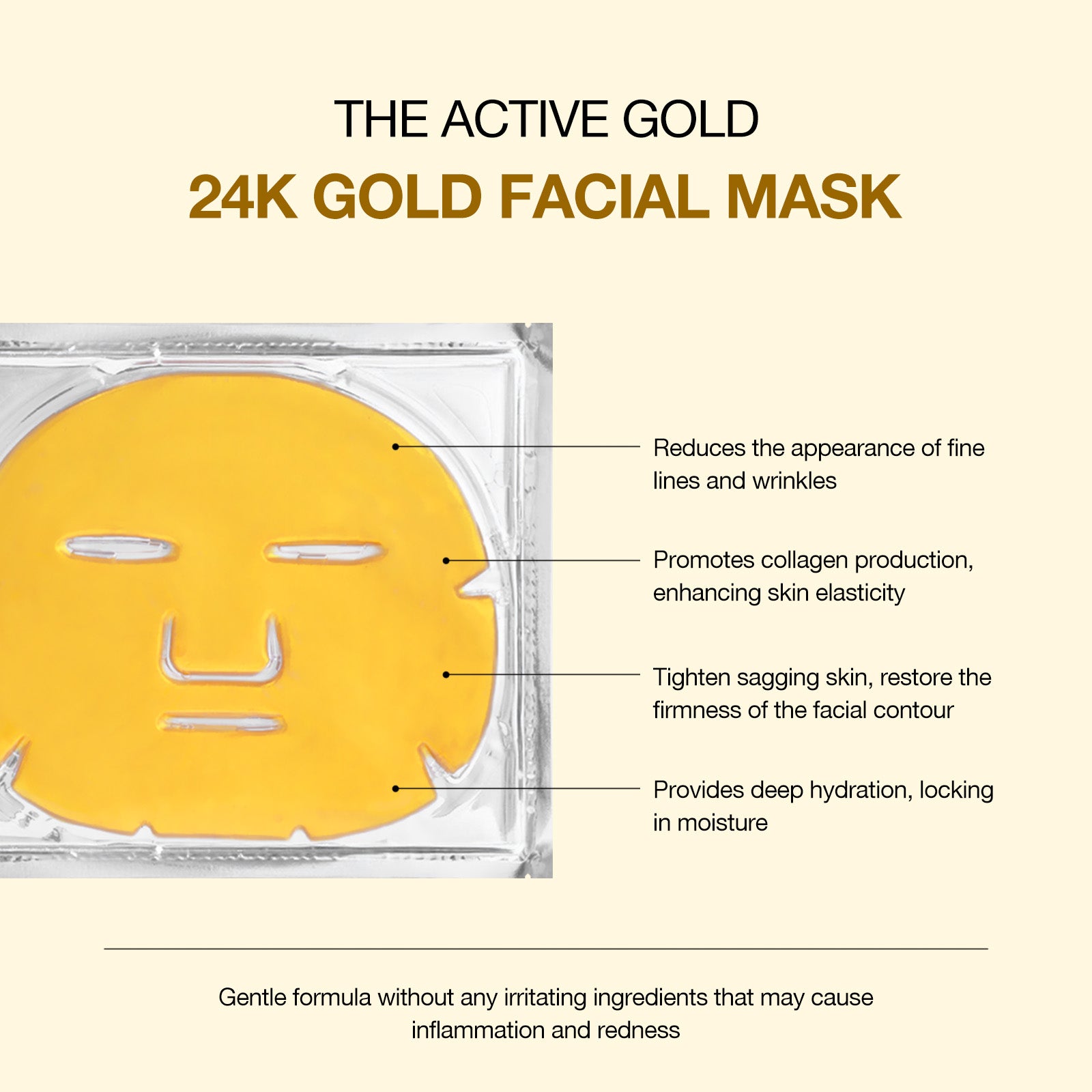 24K Gold Collagen Facial Mask For Anti-Aging And Lifting | 3 Pcs