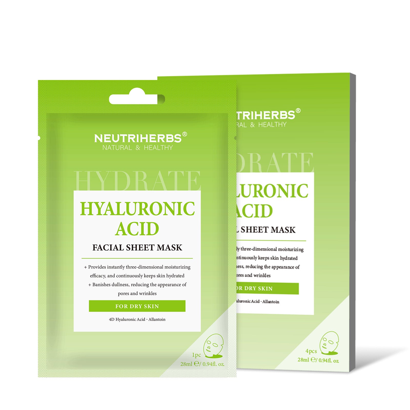 Facial Sheet Mask Hyaluronic Acid Mask 4PCS