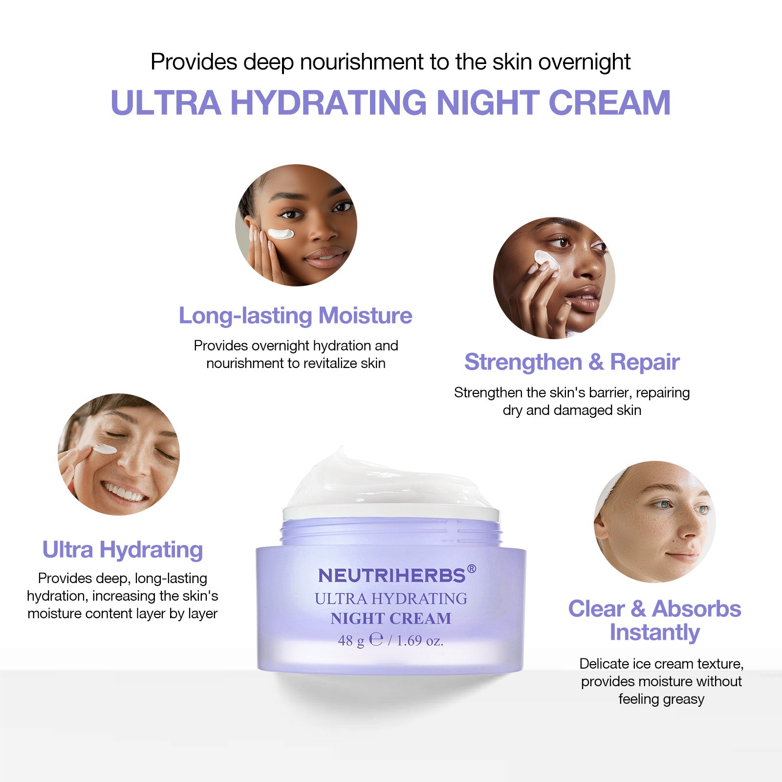 Provides deep nourishment to the skin overnight
ULTRA HYDRATING NIGHT CREAM