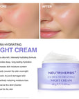 Comparison of night cream before and after use