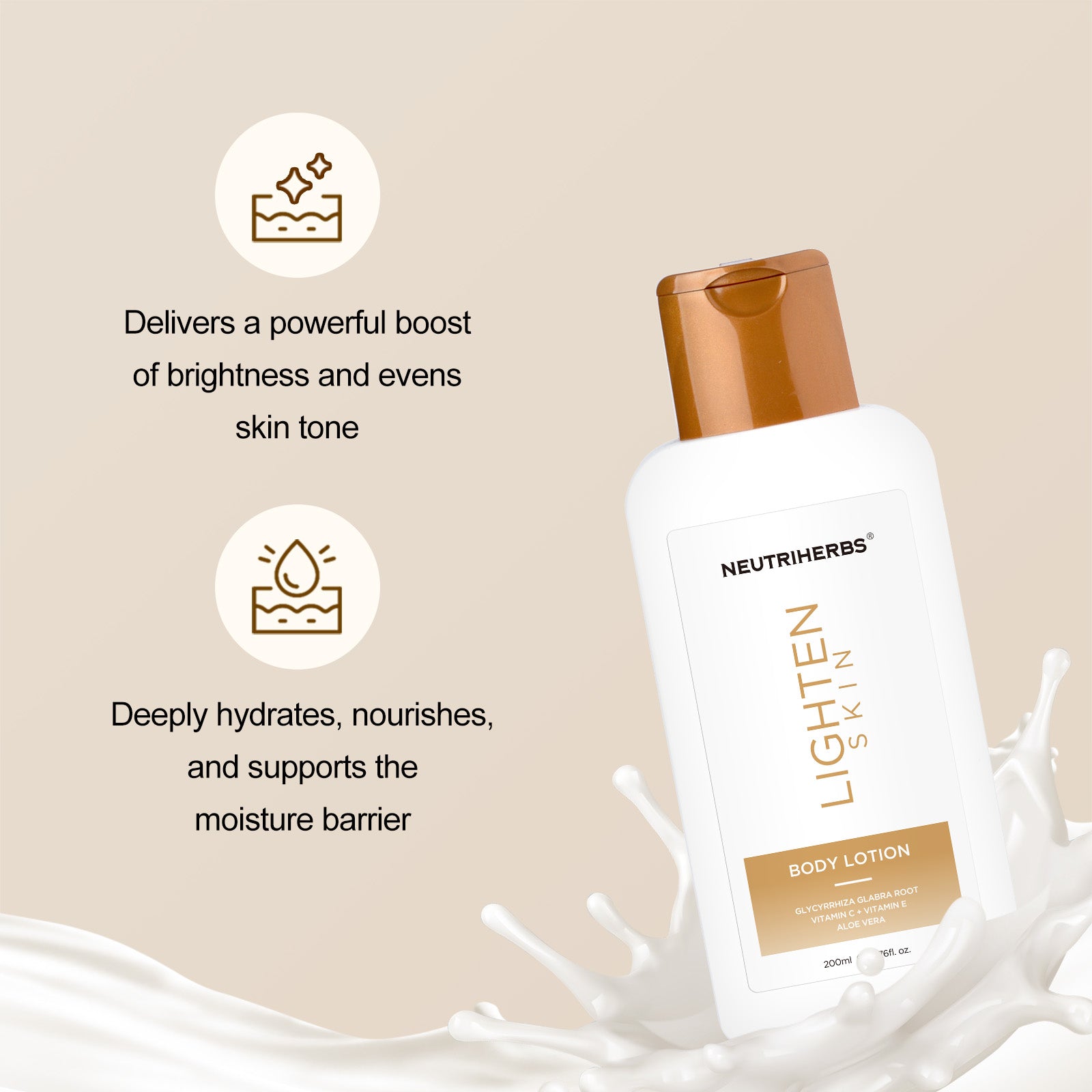 The lighten skin body lotion boosts radiance for dewy, healthy-looking skin without adding greasy