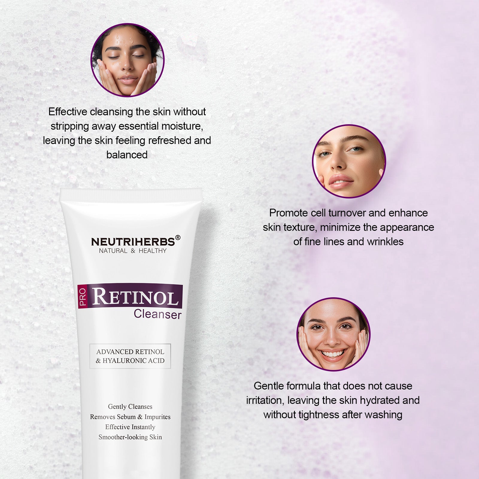 Pro Retinol Cleanser For Anti Aging With Amino Acid Foam