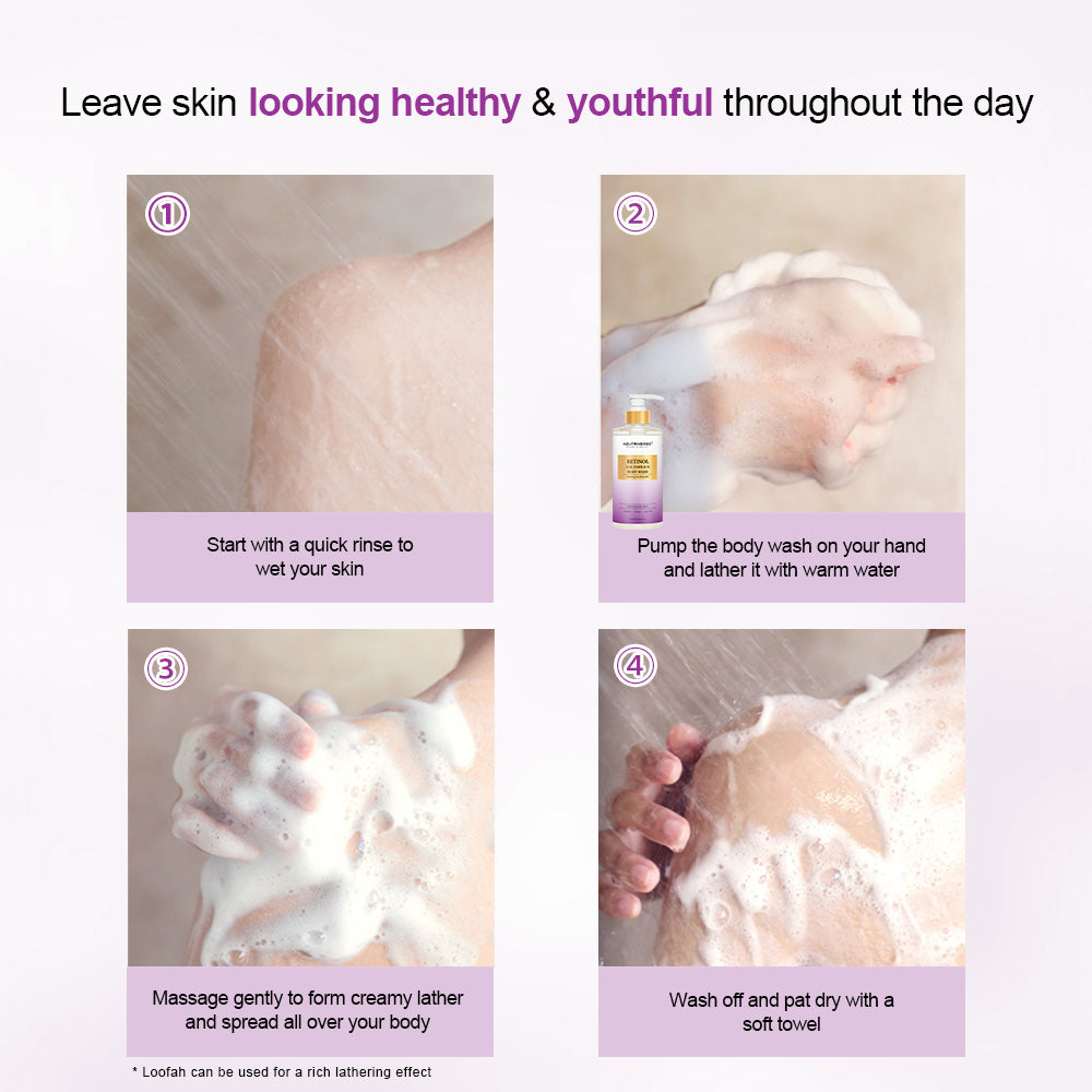 the steps of using retionl body wash