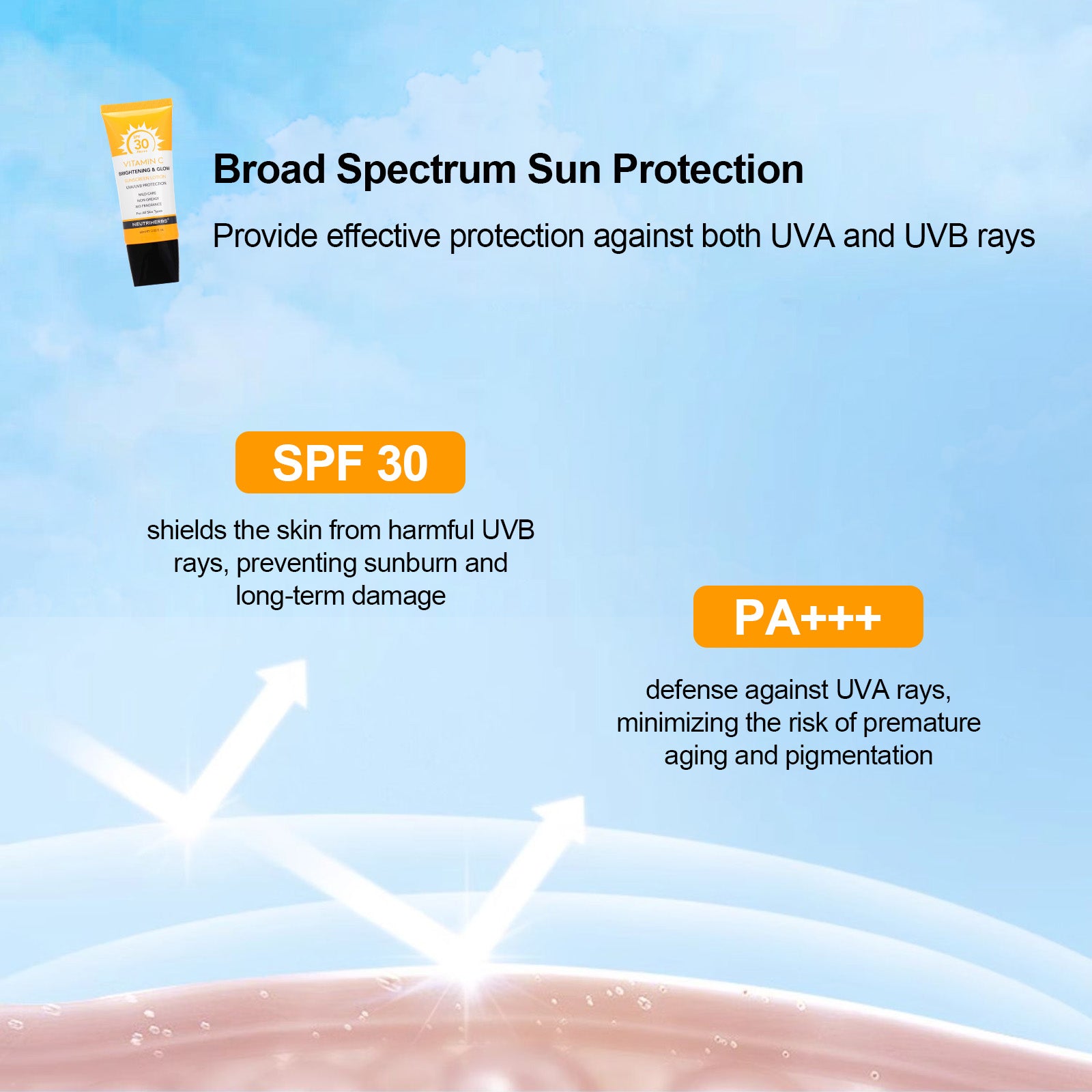 Vitamin C Sunscreen Lotion SPF30 With Non-greasy And Non-fragrance Formula