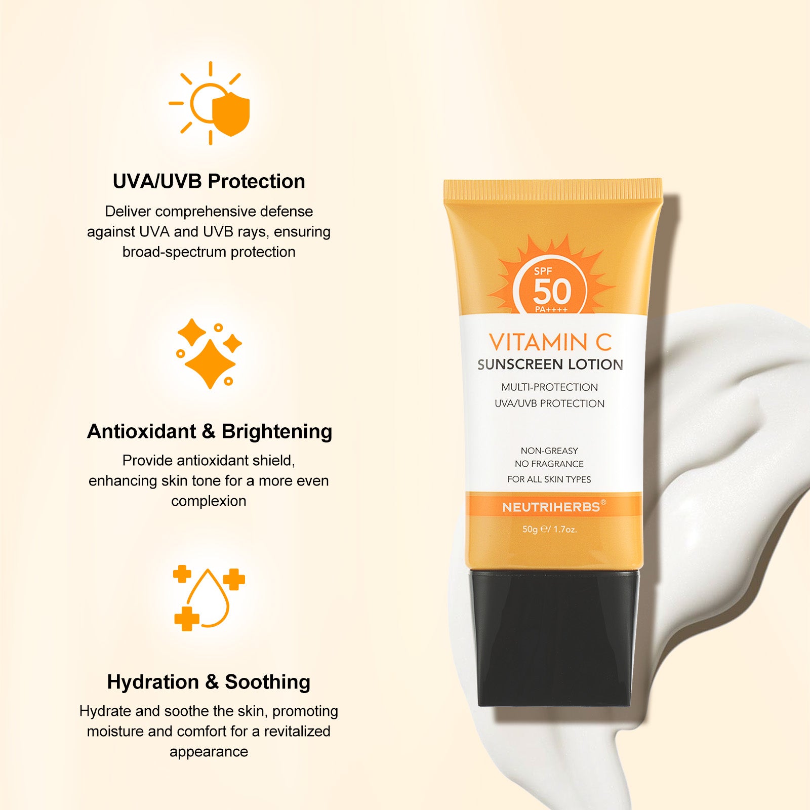 Vitamin C Sunscreen SPF50 With Double UV Protection