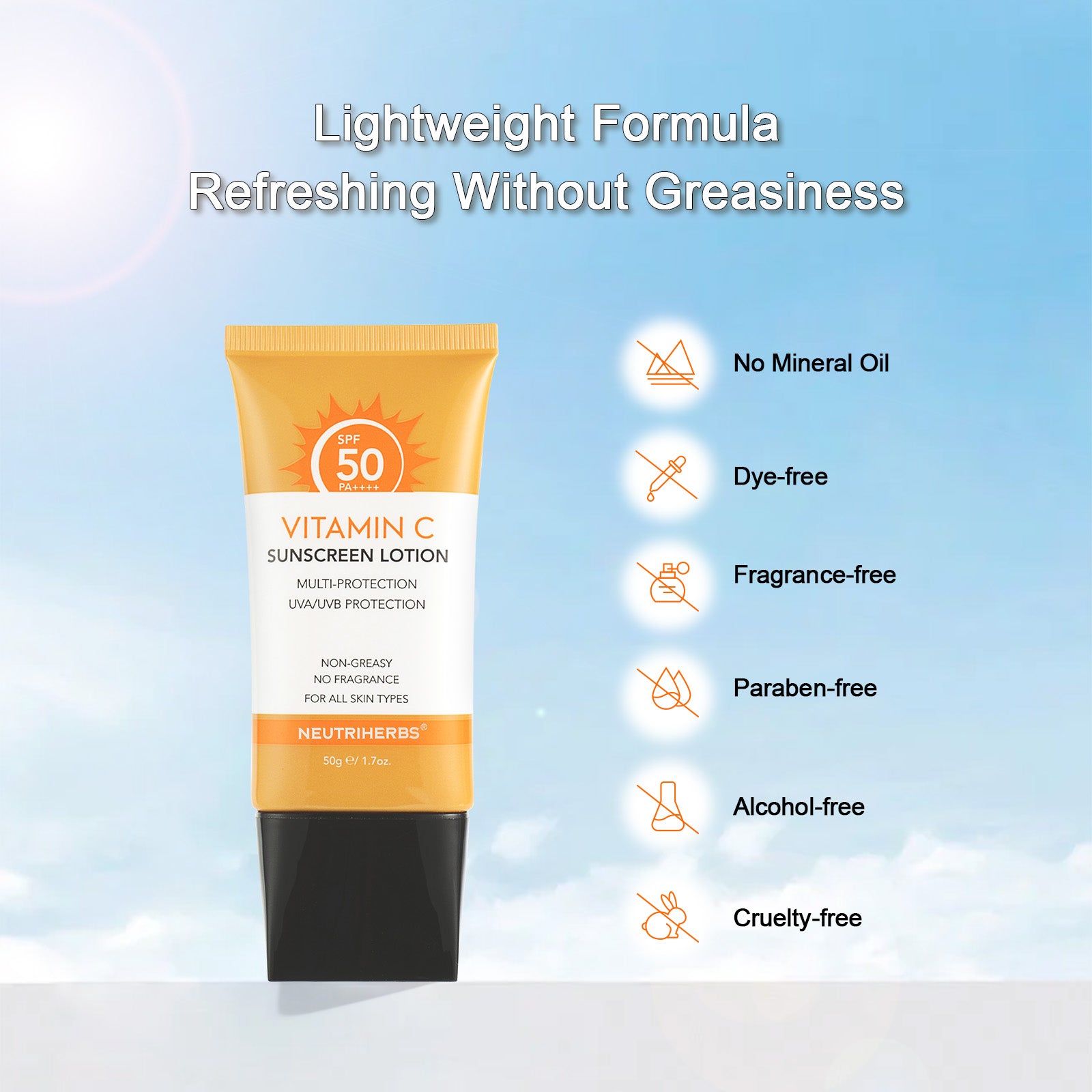 Lotion solaire à la vitamine C SPF50