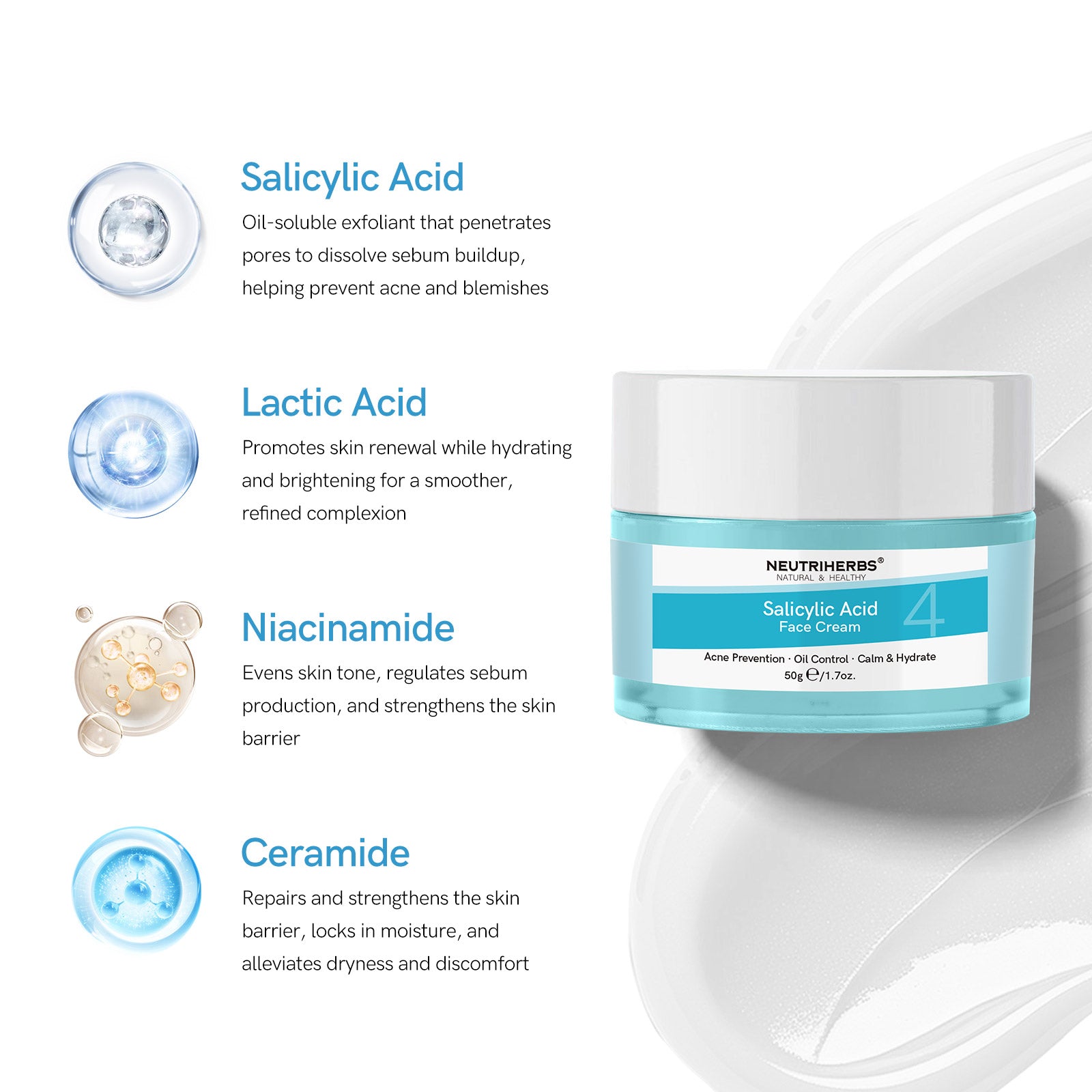 Salicylic Acid Face Cream for Acne &amp; Oil Control