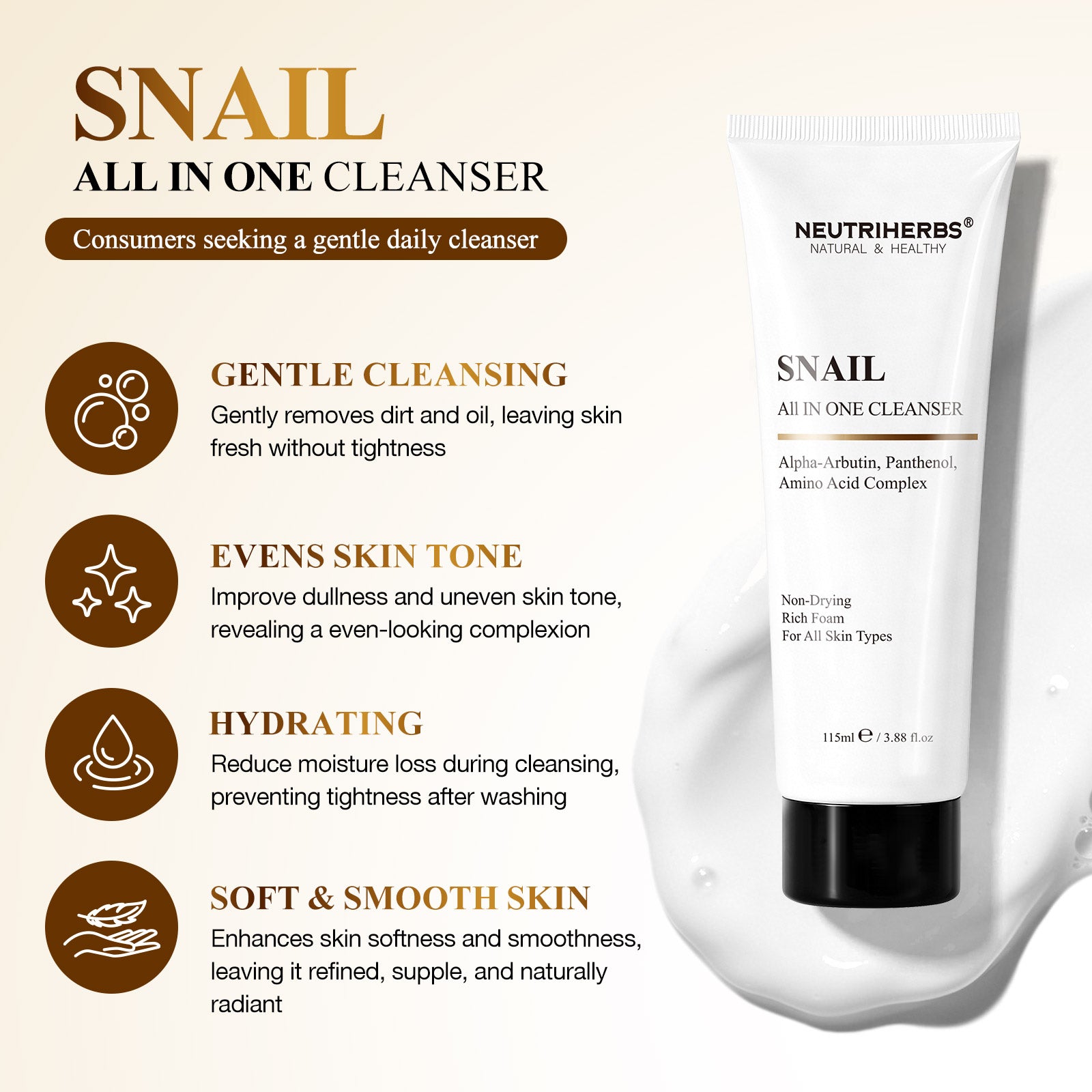 Neutriherbs  Snail All In One Cleanser For Gentle Cleansing And Skin Repair