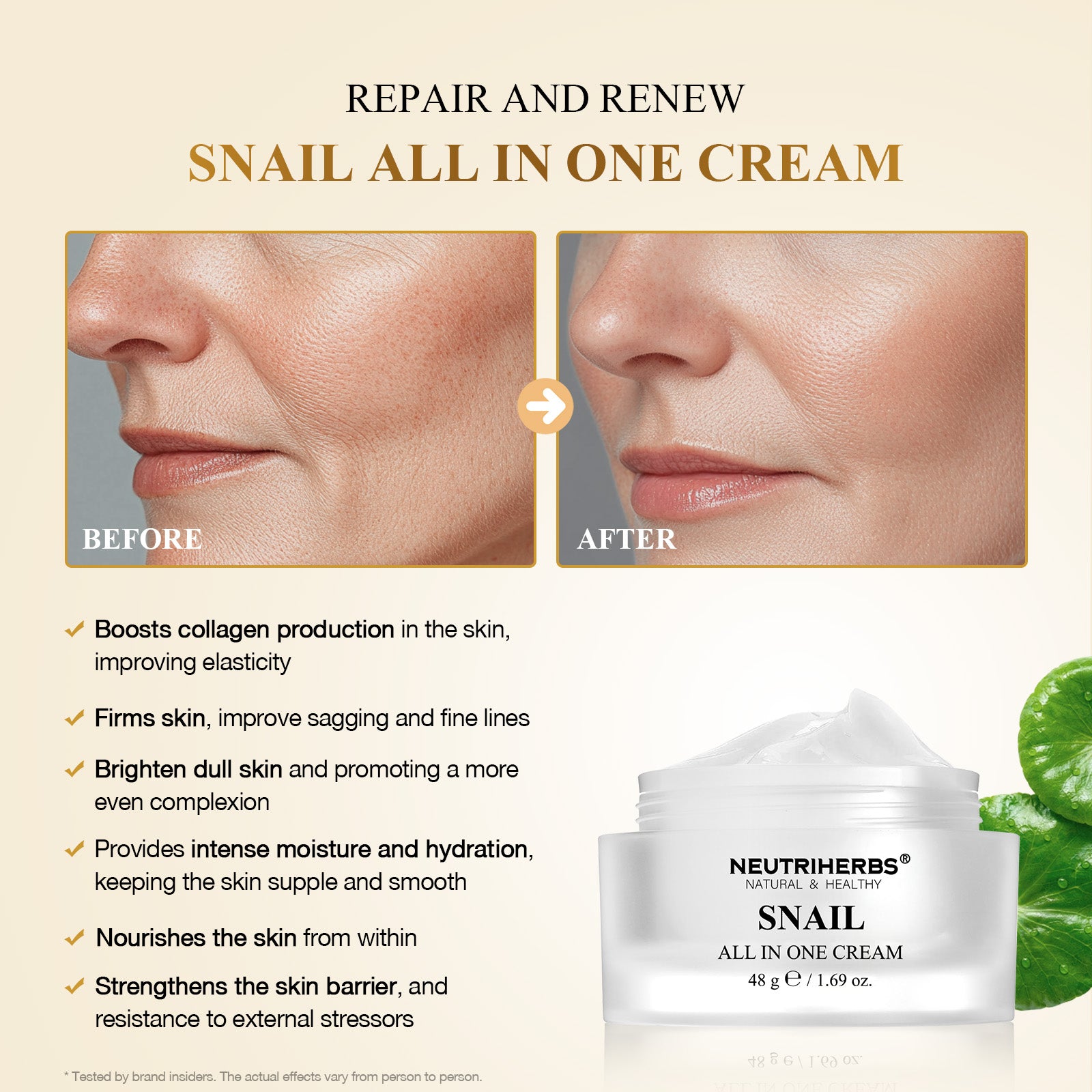Neutriherbs Snail All-in-One Cream and Serum for Anti-Aging &amp; Intense Moisturizing