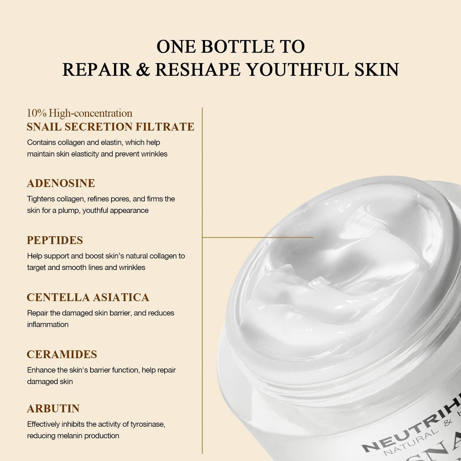 Neutriherbs Snail All-in-One Cream and Serum for Anti-Aging &amp; Intense Moisturizing