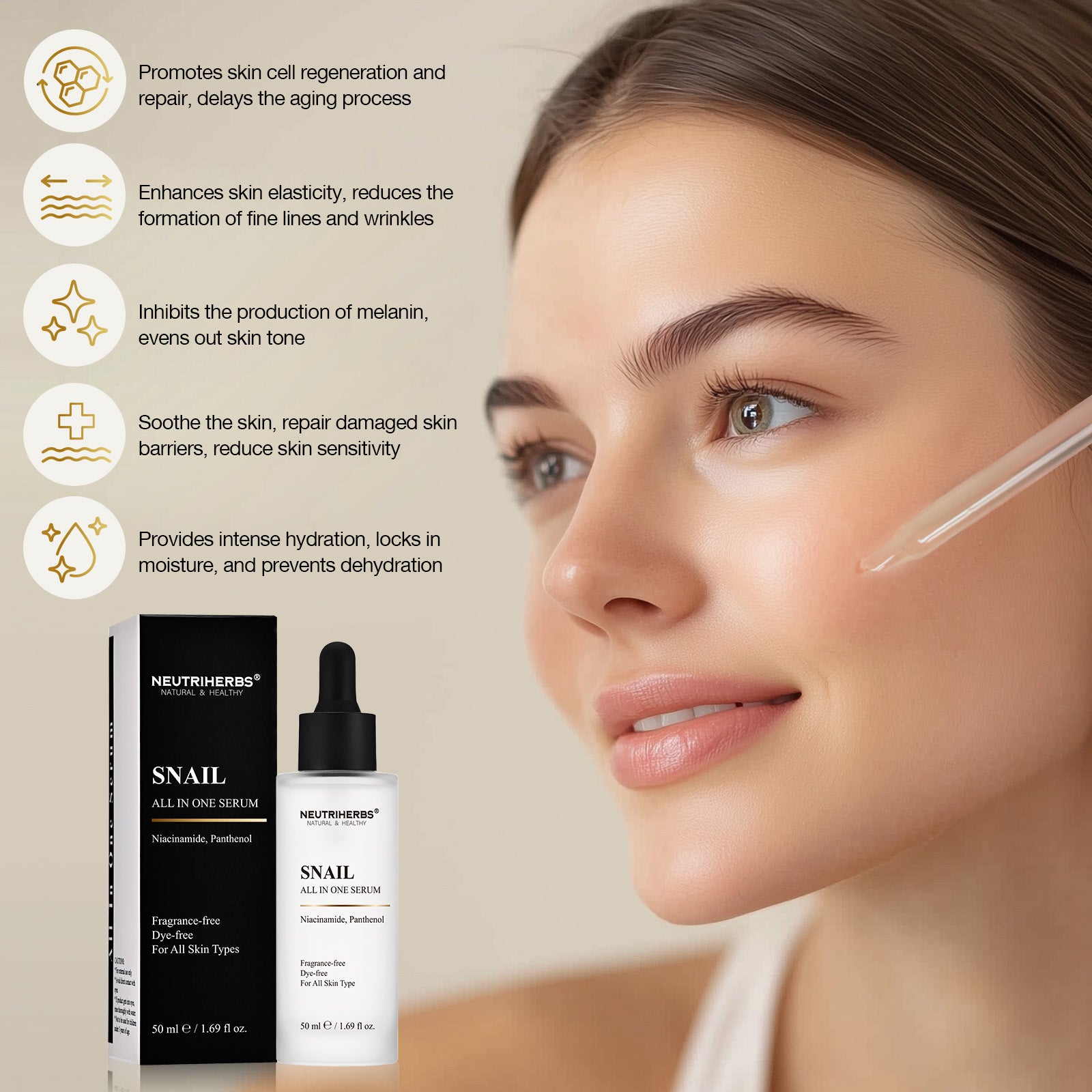 Neutriherbs Snail All-in-One Cream and Serum for Anti-Aging &amp; Intense Moisturizing