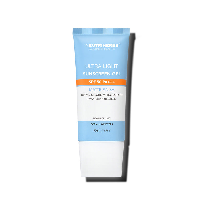 Neutriherbs Ultra-light Sunscreen Gel SPF 50 PA+++ product image for cooling sunscreen positioning