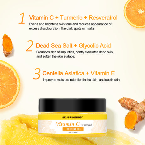 Vitamin C Turmeric Exfoliating Body Scrub For Skin Brightening ...