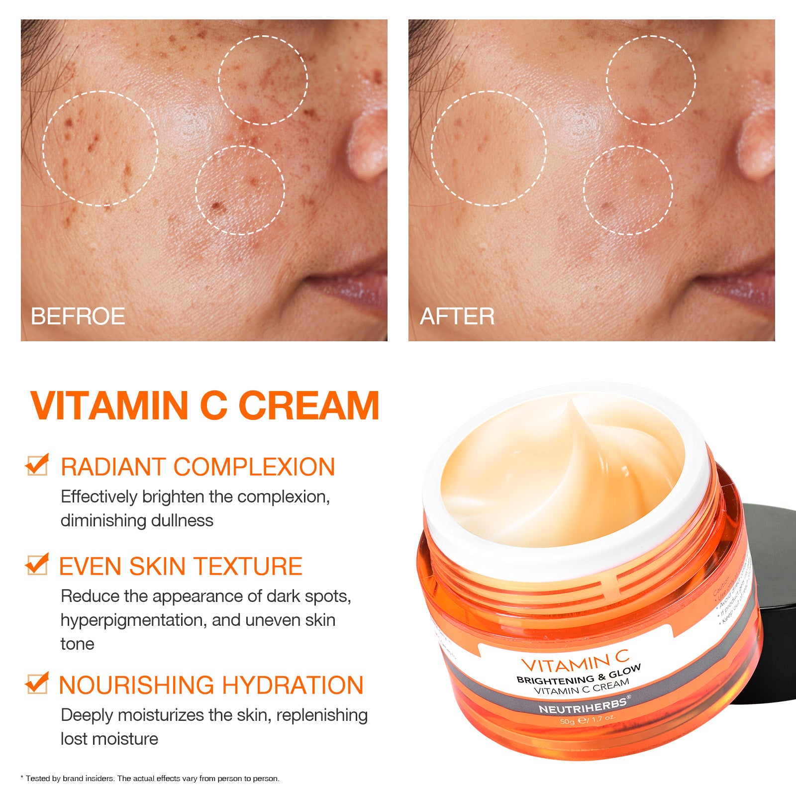 Crema facial con vitamina C para una piel radiante