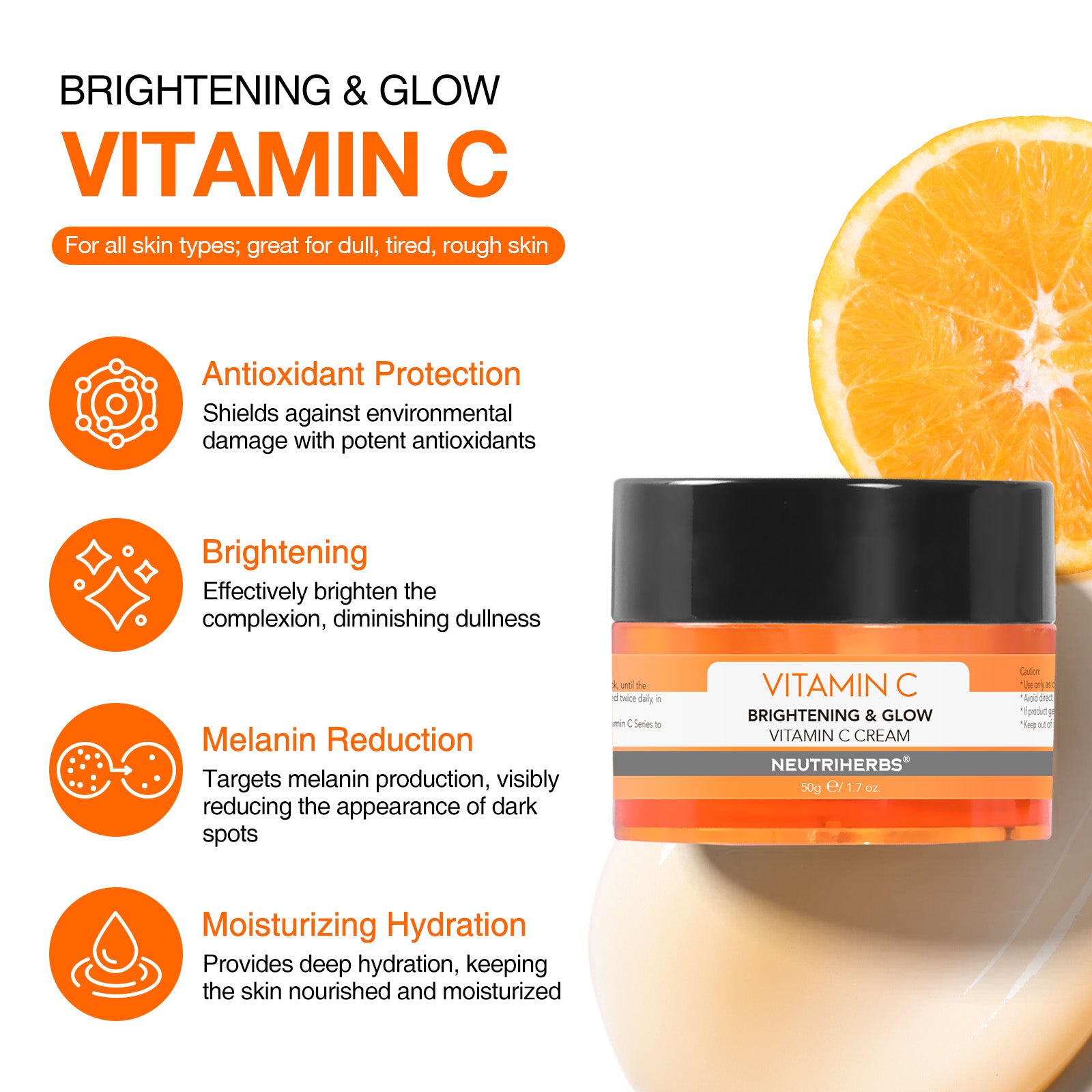 Crema facial con vitamina C para una piel radiante