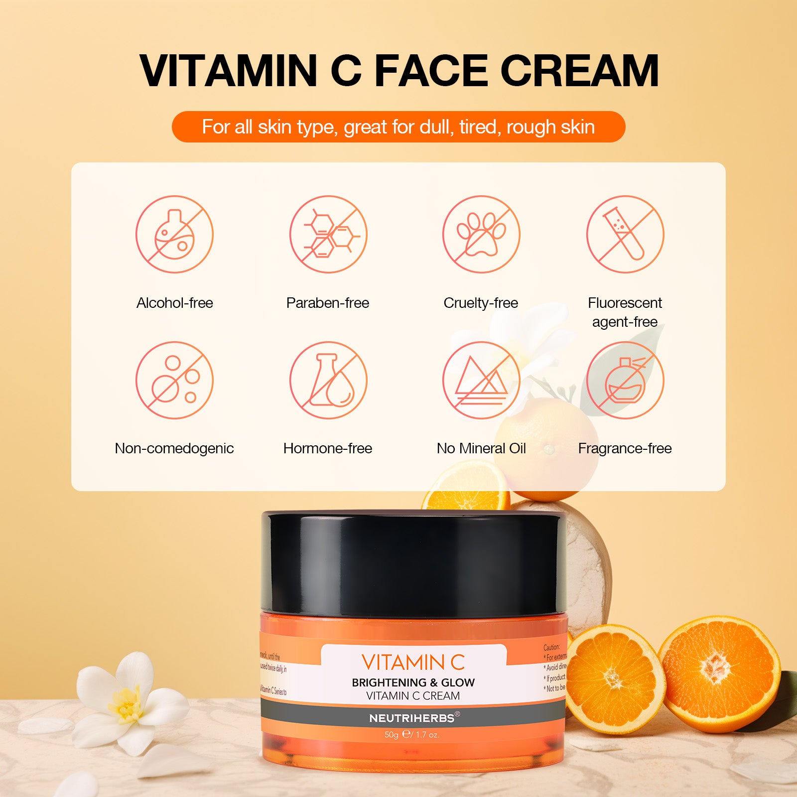 Crema facial con vitamina C para una piel radiante