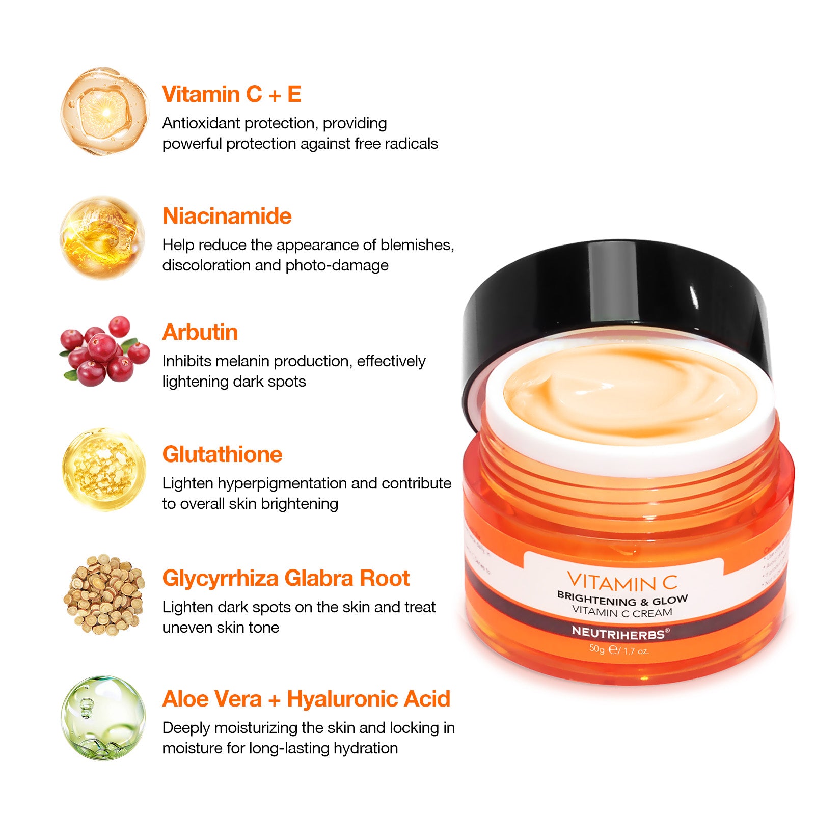 Vitamin C Brightening and Glow Cream For Antioxidant And Skin Radiant