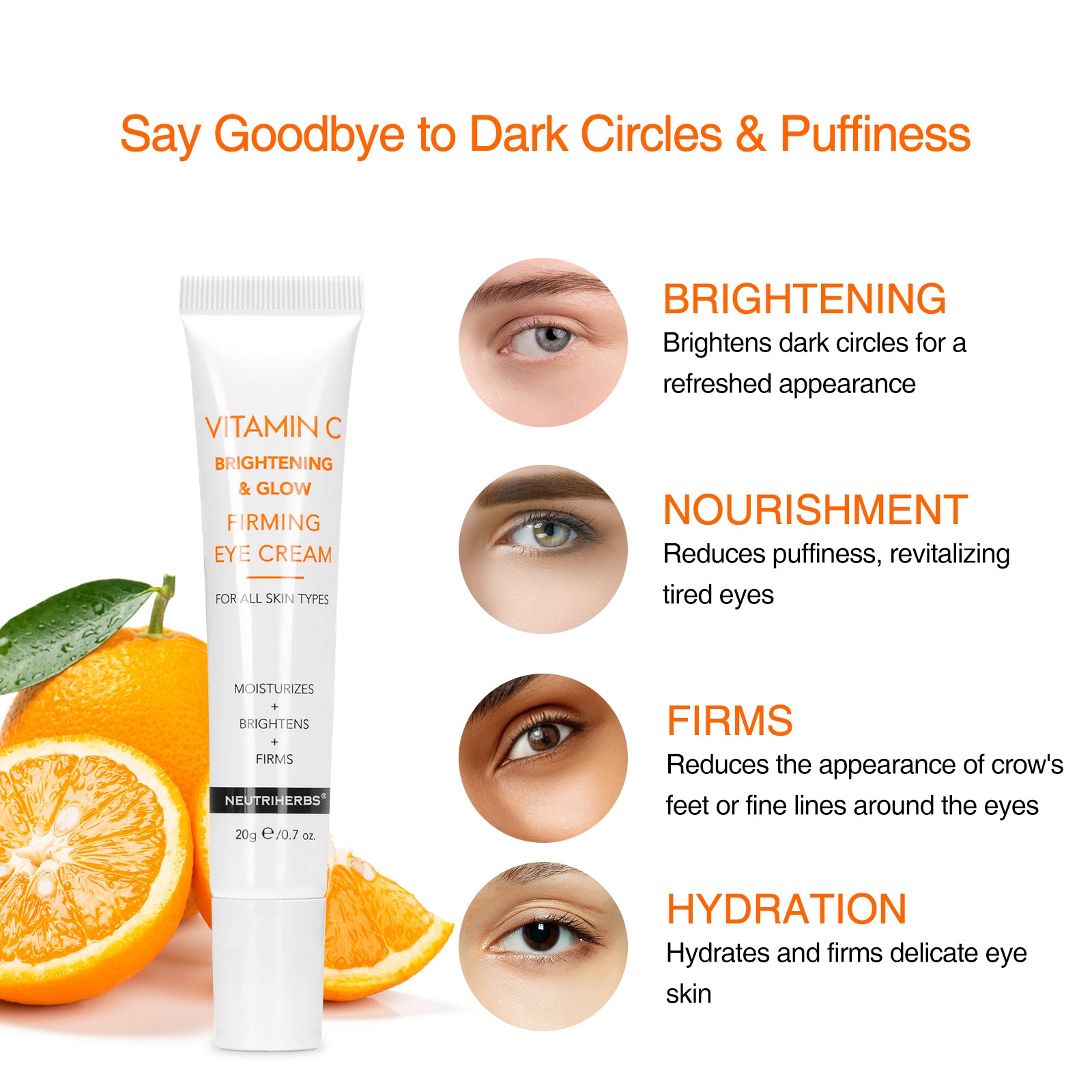 Crème contour des yeux éclaircissante et raffermissante à la vitamine C