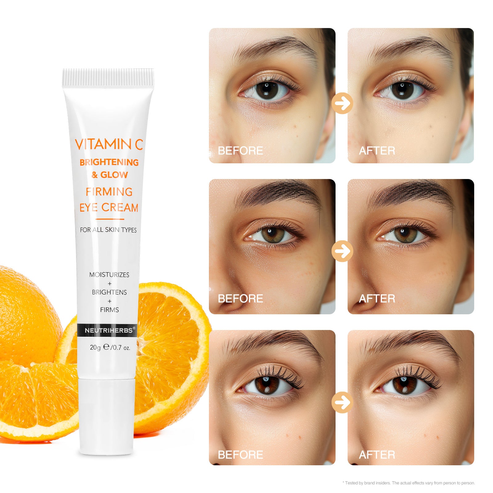 Crème contour des yeux éclaircissante et raffermissante à la vitamine C