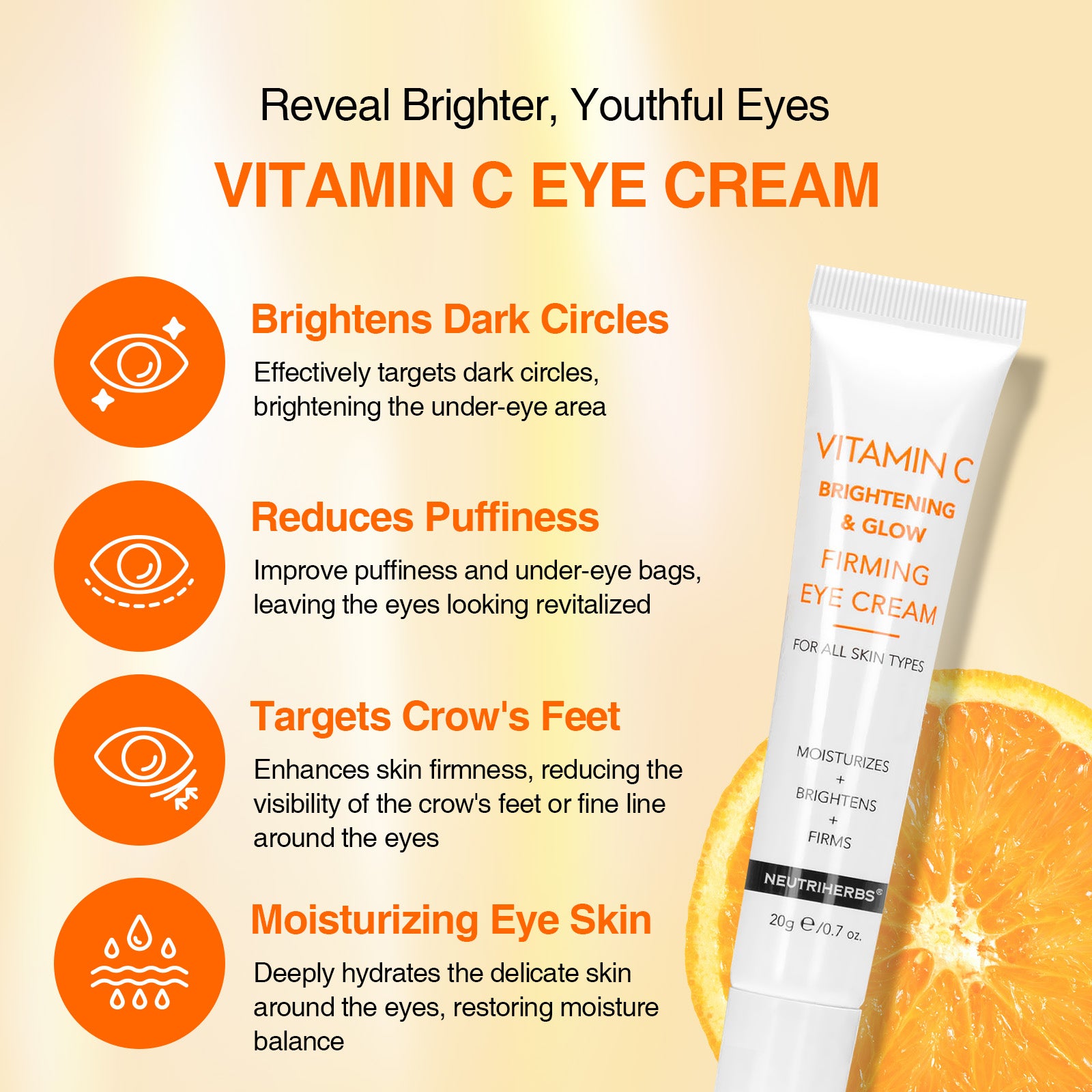 Crème contour des yeux éclaircissante et raffermissante à la vitamine C