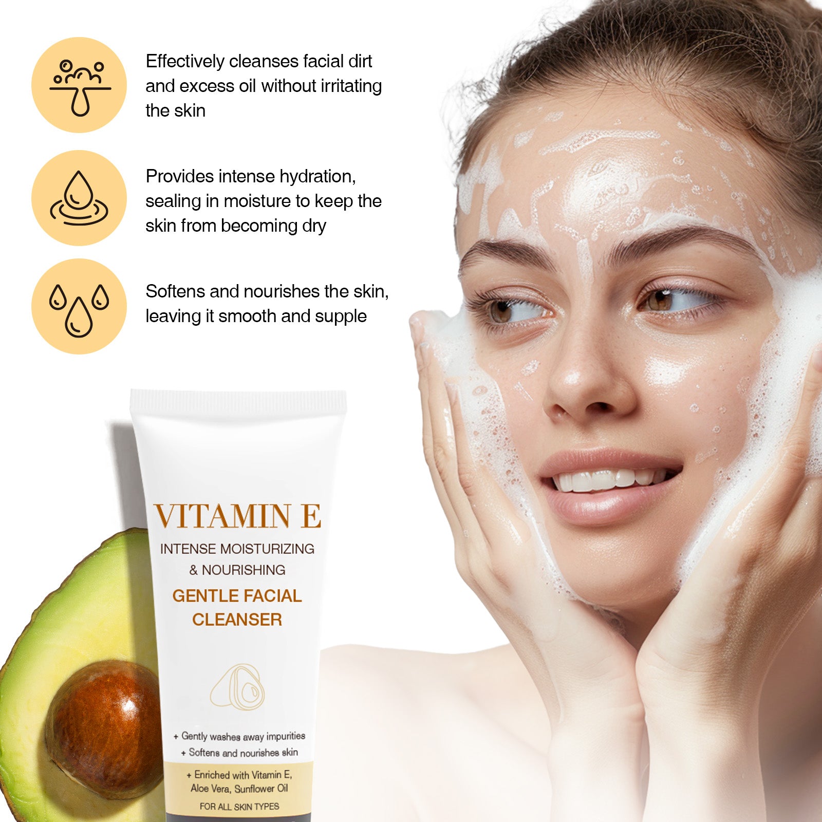 Vitamin E Gentle Facial Cleanser For Intense Nourishing