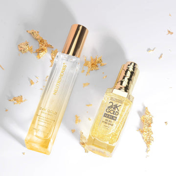 Neutriherbs 24 karat gold serum + skin mist to reduce fine lines and wrinkles - rose water spray for face to hydrating and setting makeup