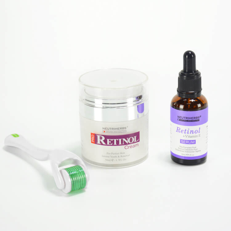 Best Neutriherbs retinol serum + retinol cream + derma roller for acne 