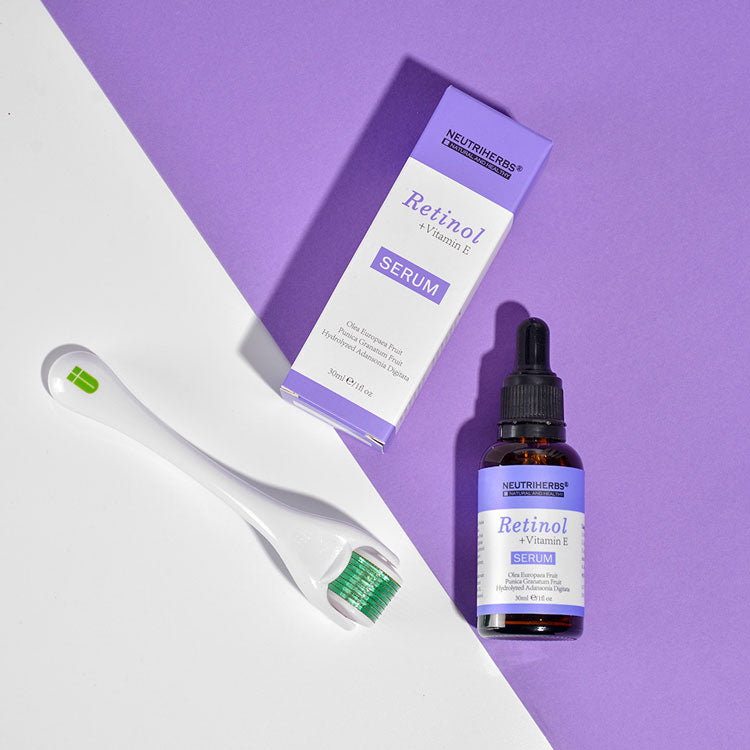 Neutriherbs Retinol Serum and derma roller product image for anti-aging serum assortment building