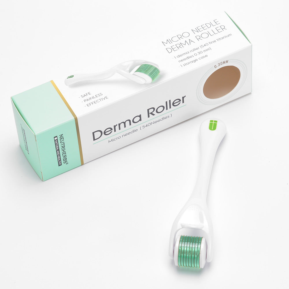 neutriherbs derma roller with hyaluronic acid serum to reduce fine lines wrinkles