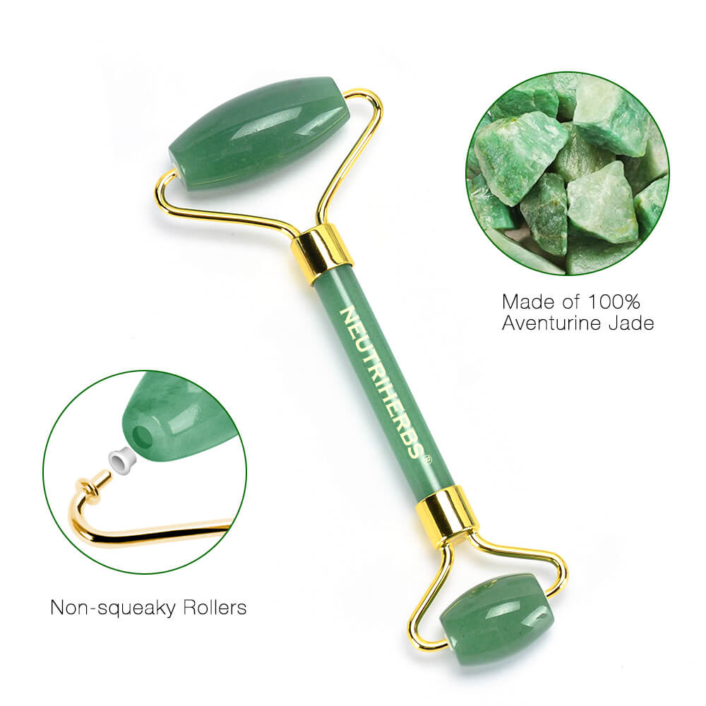 Neutriherbs Natural Jade Roller For Face - Aging Wrinkles, Puffiness Facial Skin Massager Treatment Therapy