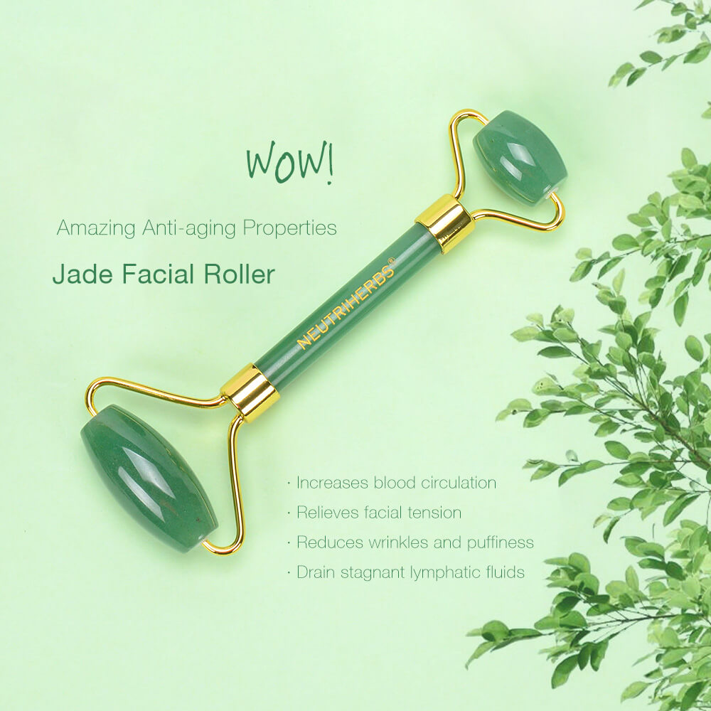 Neutriherbs Jade Roller,Anti-aging 100% Natural Facial Jade Stone for Face and Eyes Massager-Rejuvenate Skin &amp; Remove Wrinkles